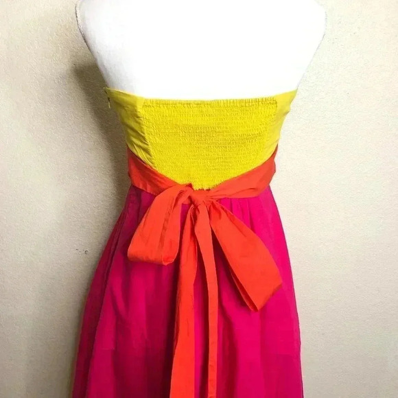 MAEVE Strapless Color Block Dress Smocked back 2 - Picture 5 of 13